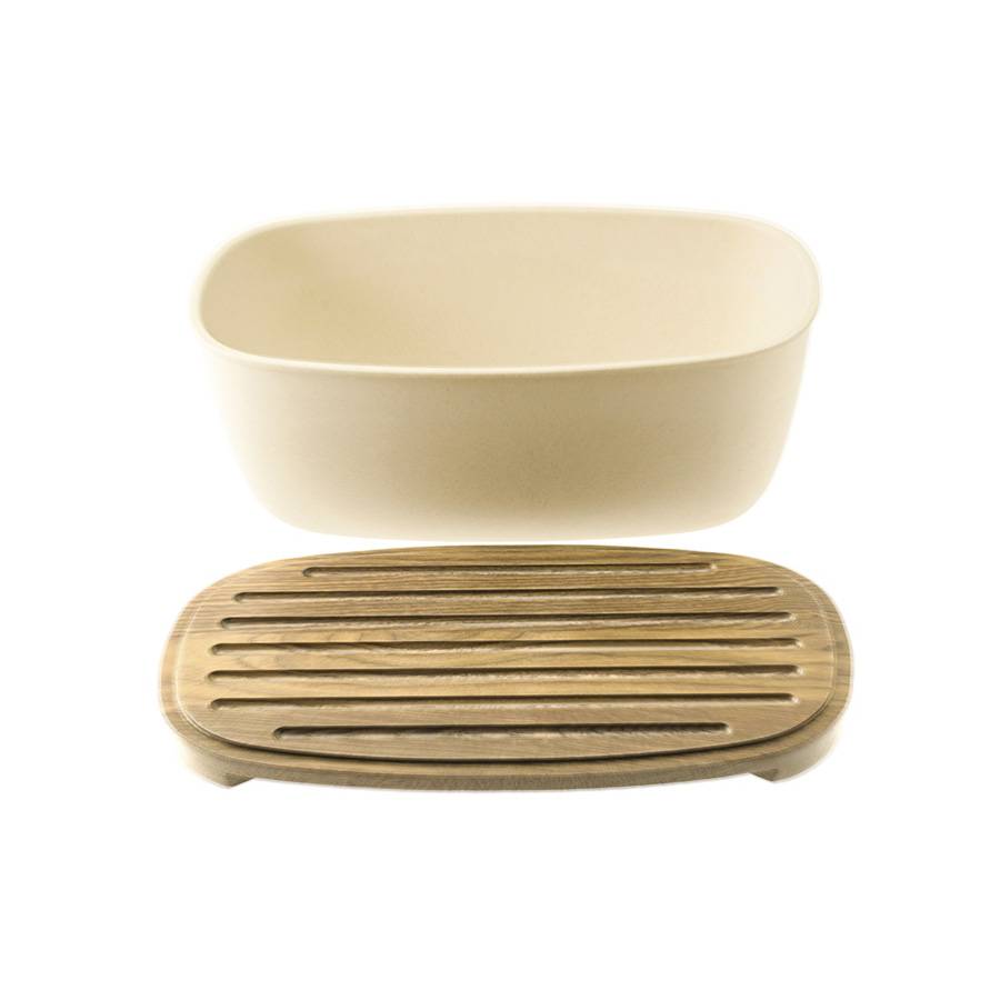 Legnoart Depot Porta pane in robusta fibra di legno con tagliere in legno di rovere naturale