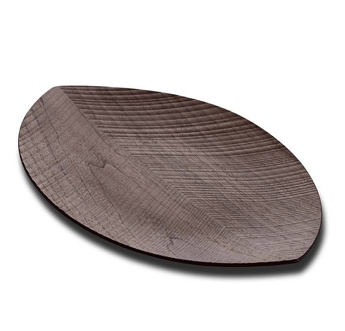 Legnoart Leaf Vassoio elegante e leggero in legno di noce curvato con incisione tridimensionale e finitura a mano