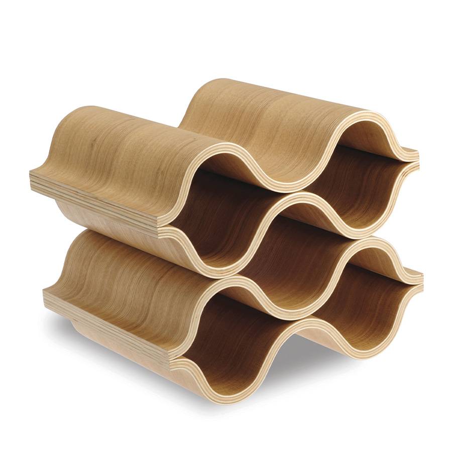 Legnoart Marea Portabottiglie in multistrato di rovere piegato a caldo, per 6 bottiglie