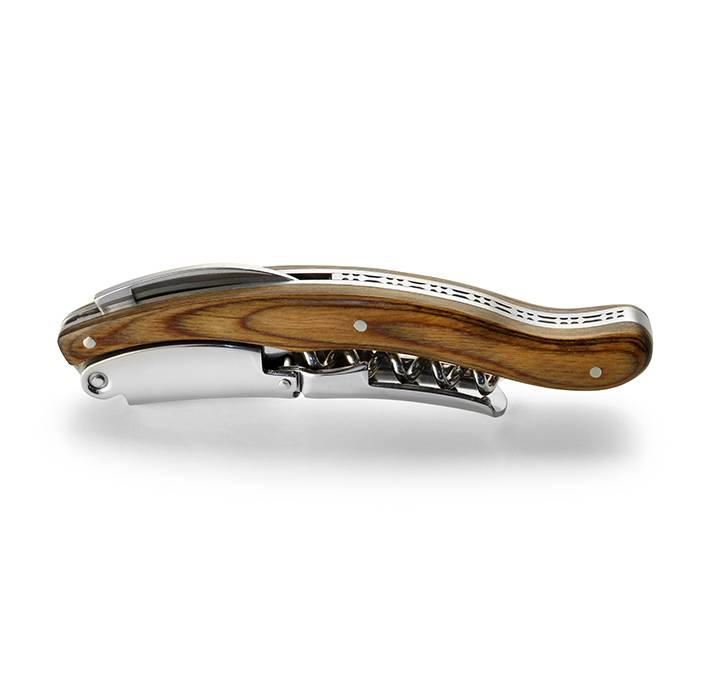 Legnoart NEBBIOLO Cavatappi professionale per sommelier in acciaio inossidabile con finitura a specchio, vite professionale e doppia leva