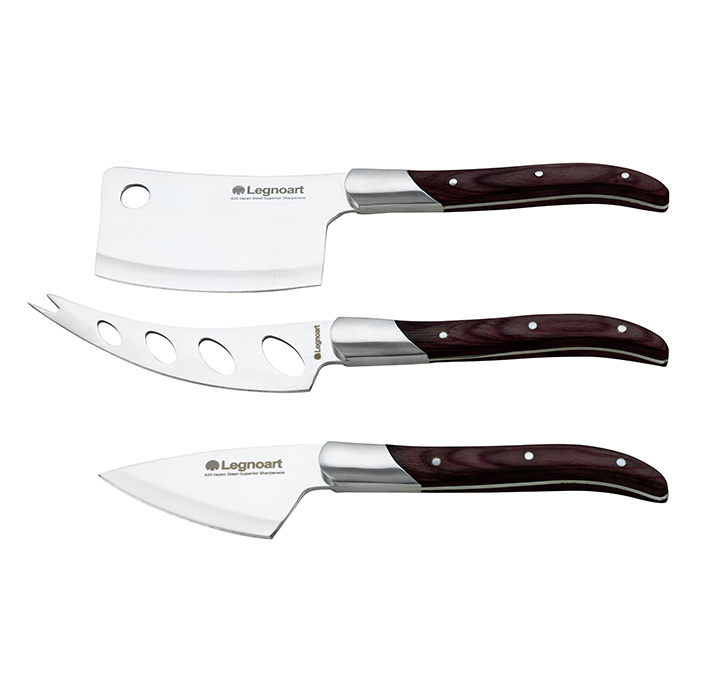 Legnoart Reggio Set di coltelli da formaggio con coltello per formaggi cremosi, duri e morbidi