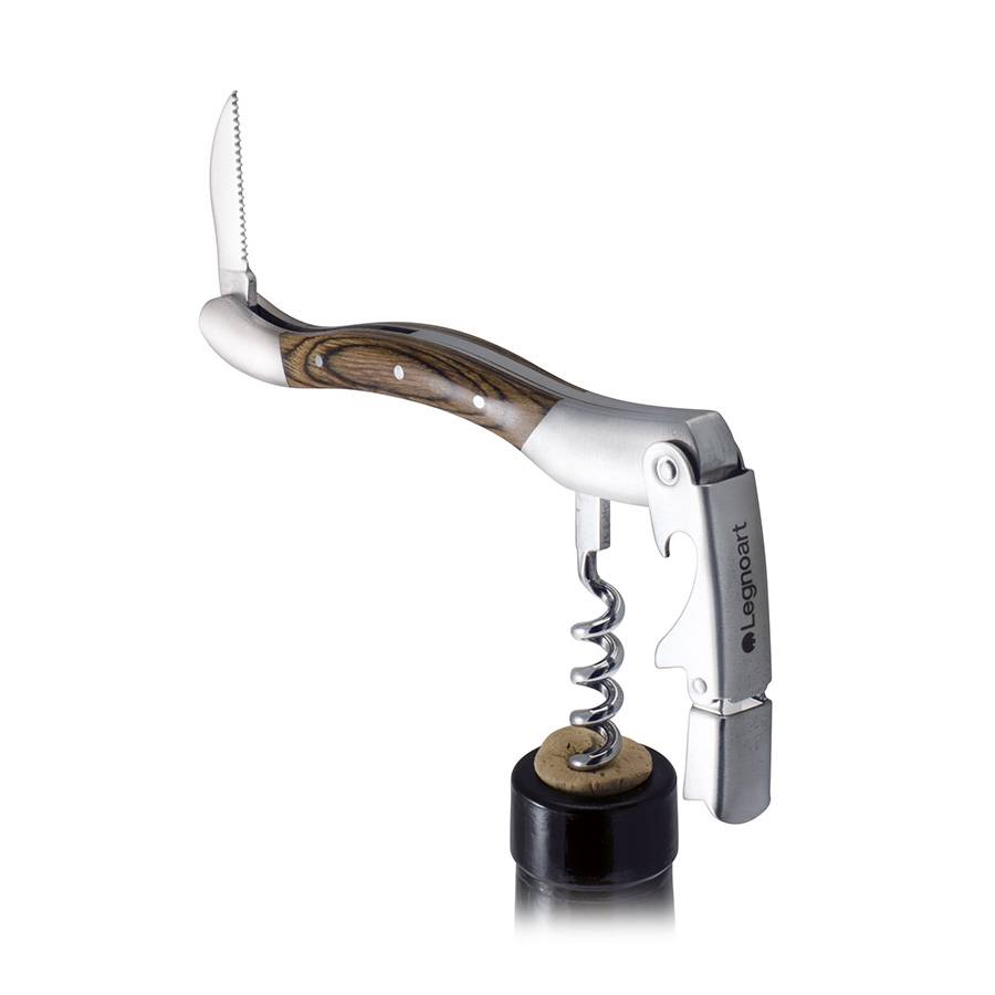 Legnoart ROERO Cavatappi professionale per sommelier in acciaio inossidabile con vite professionale e doppia leva