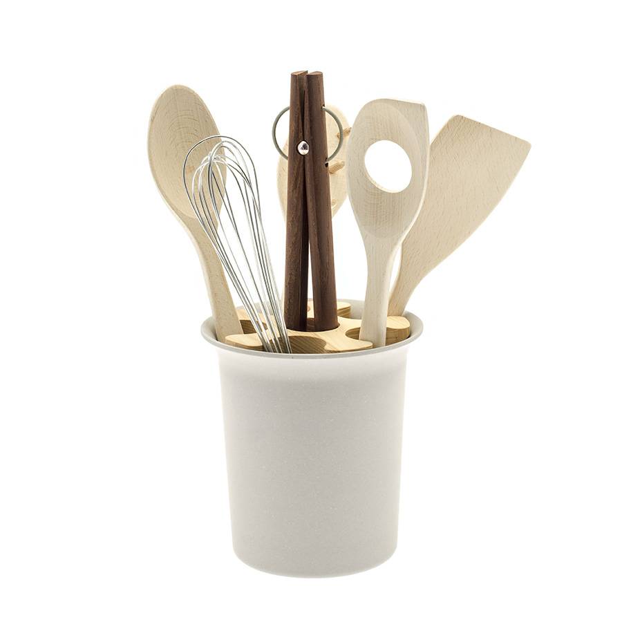 Legnoart Store Porta utensili da cucina in fibra di legno con utensili