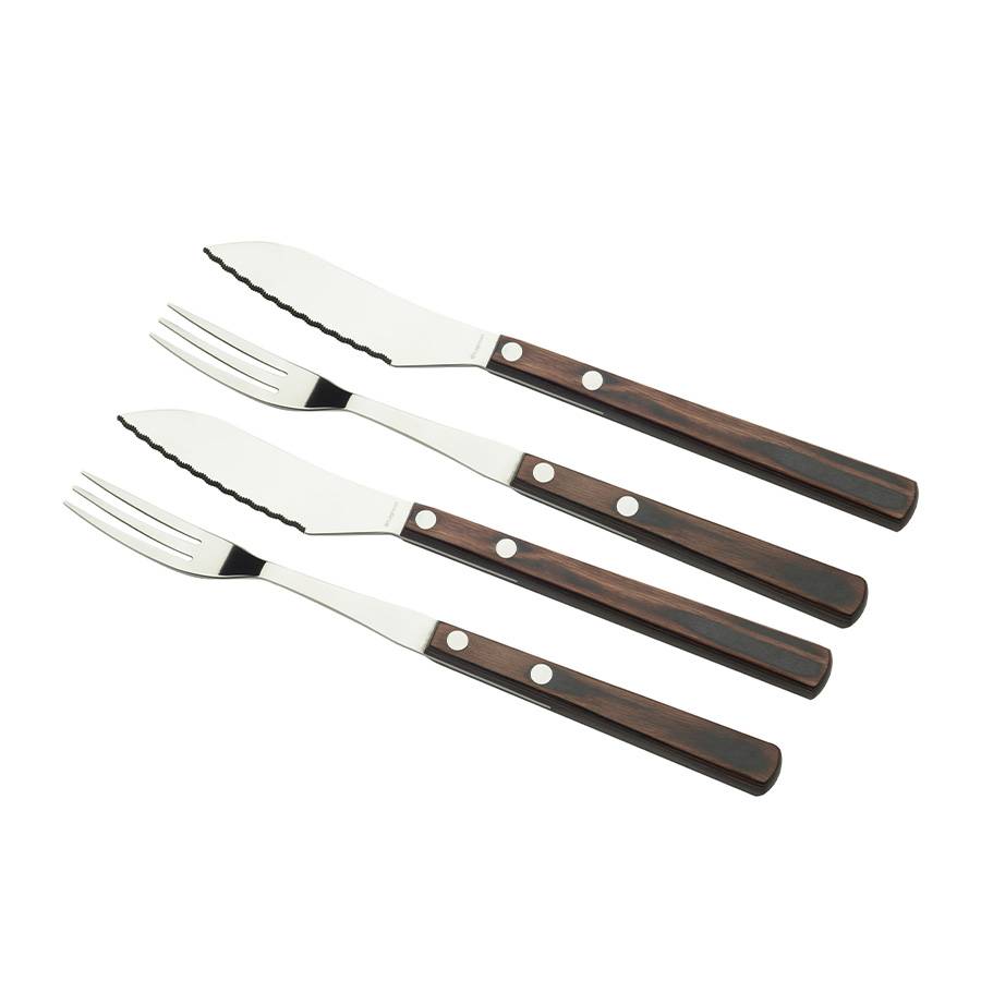 Legnoart VALAIS Set di posate in acciaio per la degustazione dei formaggi con manico in Stamina