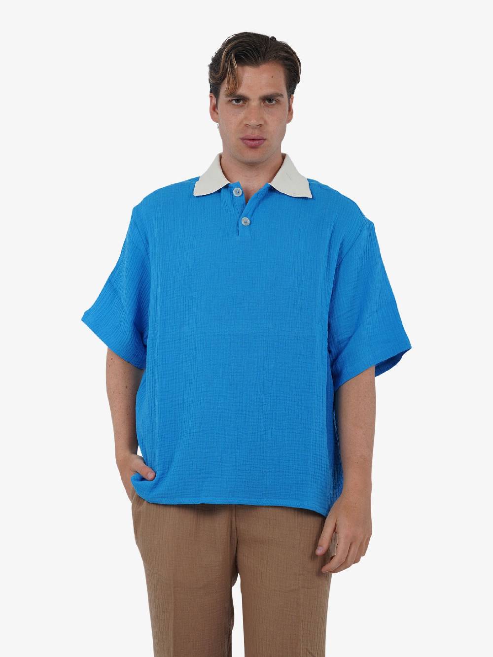 3DICI Camicia CAU3DICI025BA uomo cotone blu