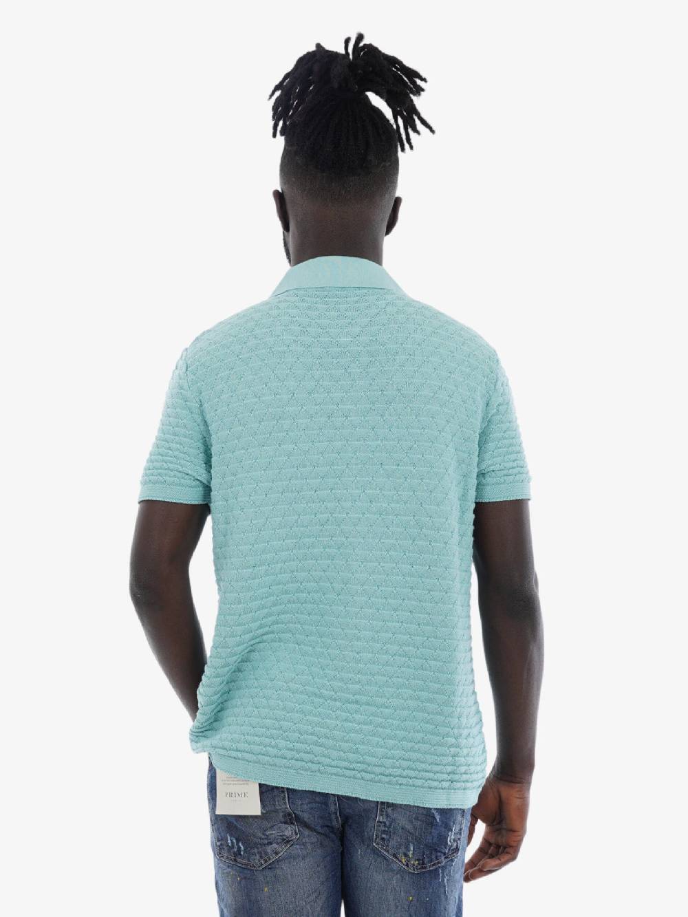 3DICI Polo Knit Uomo In Cotone Azzurra