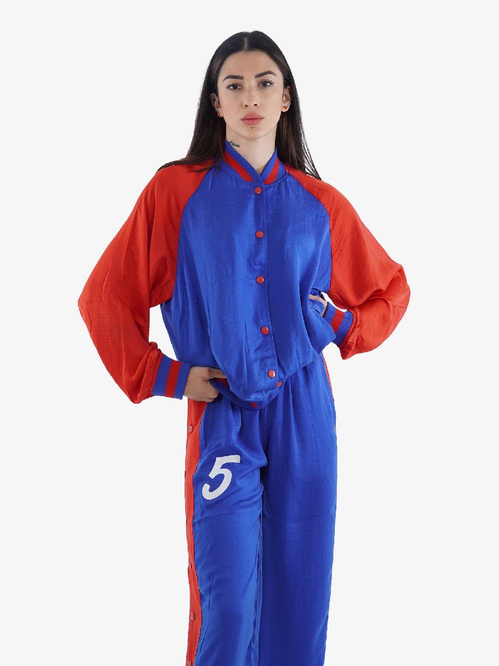 5 PREVIEW Bomber Donna Viscosa Blu Ginger Satin