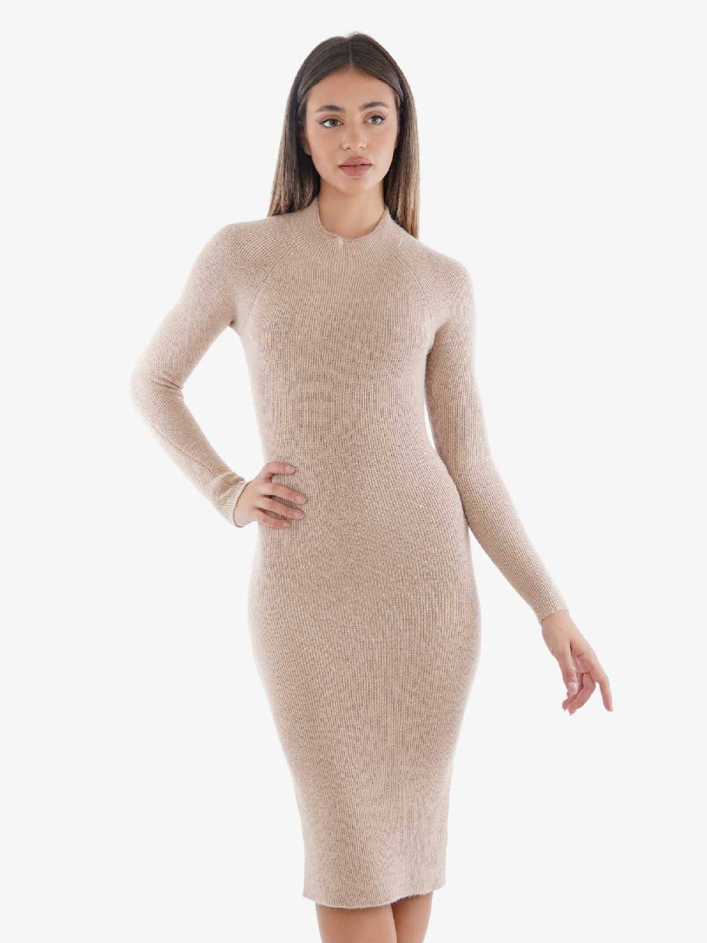 TRASH AND LUXURY Abito Al Ginocchio Donna In Maglia Crema