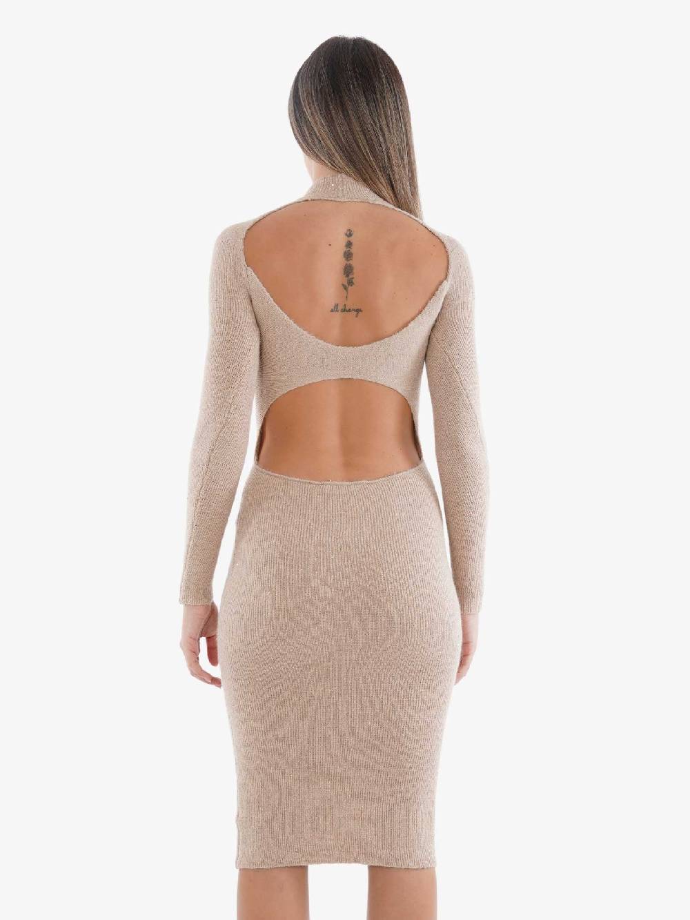 TRASH AND LUXURY Abito Al Ginocchio Donna In Maglia Crema