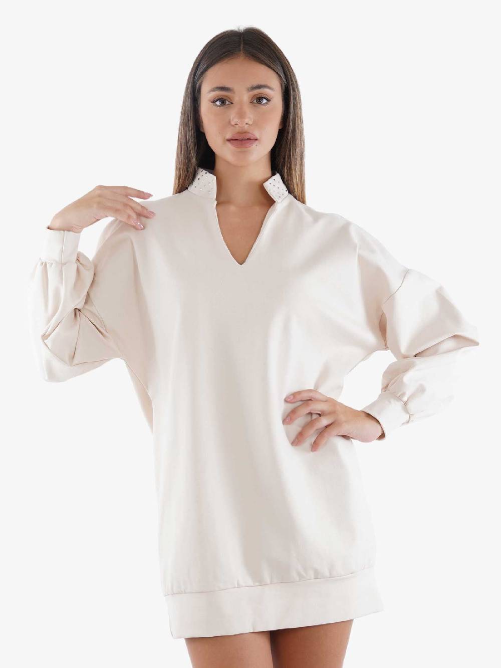 MARIUCCIA Abito Corto 232107 Donna Con Giro Sceso Panna