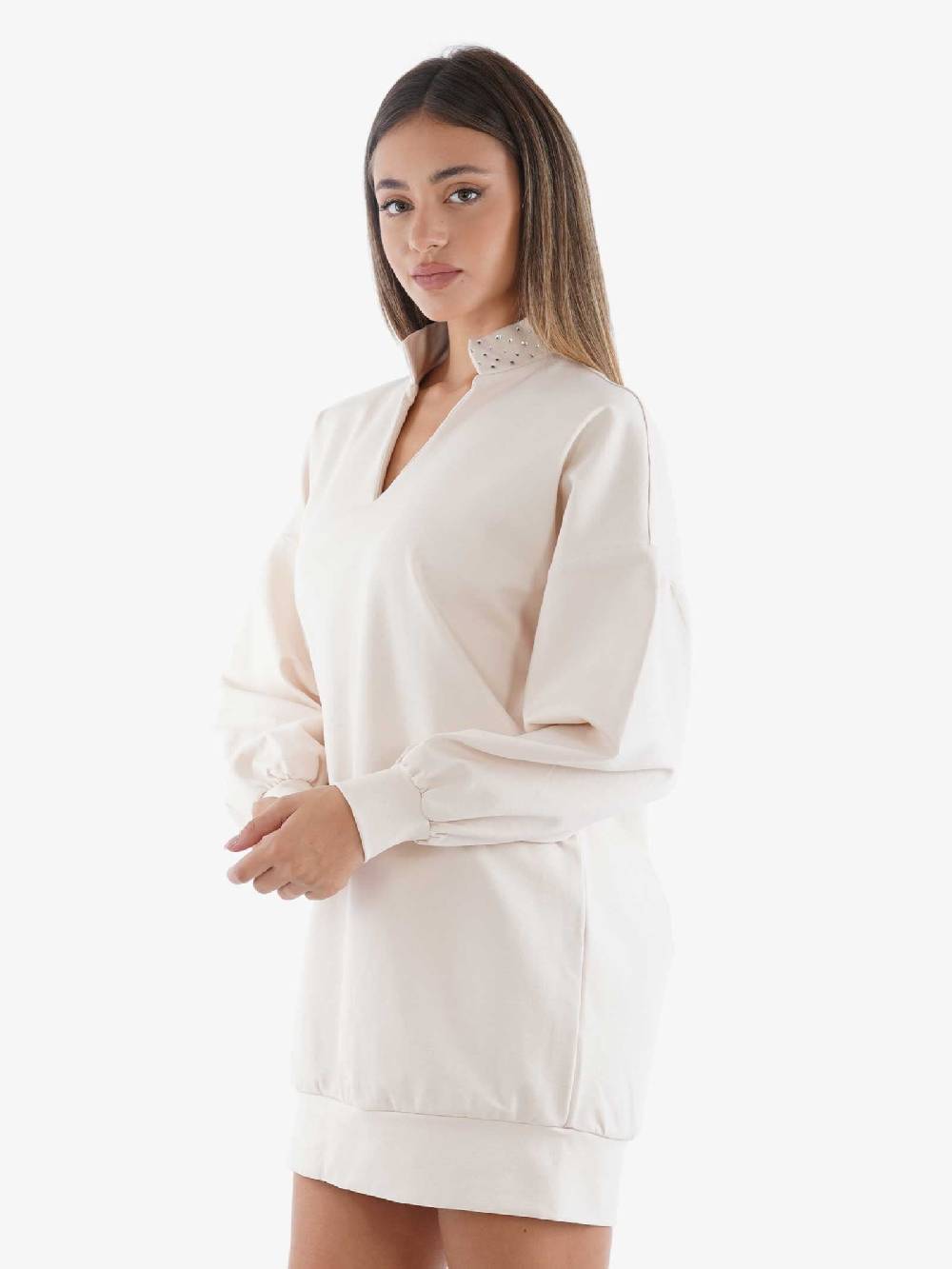 MARIUCCIA Abito Corto 232107 Donna Con Giro Sceso Panna