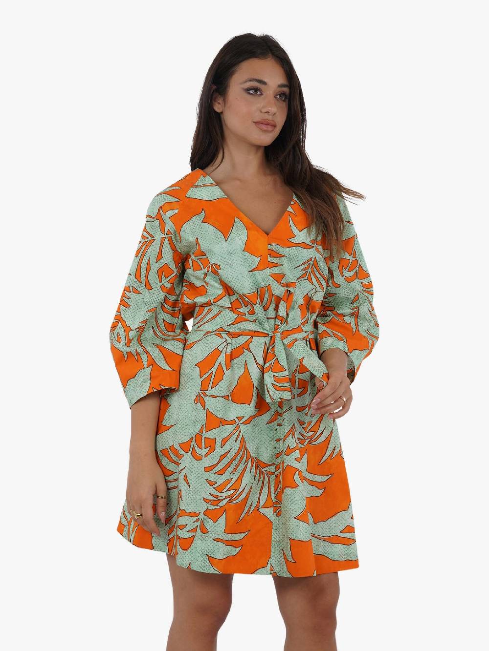 OTTOD'AME Abito Corto Con Stampa GUY_DA5051 Donna Cotone Verde