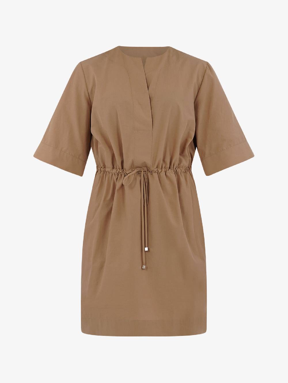 OTTOD'AME Abito Corto In Popeline Con Coulisse In Vita PCH_DA5065 Donna Cotone Marrone