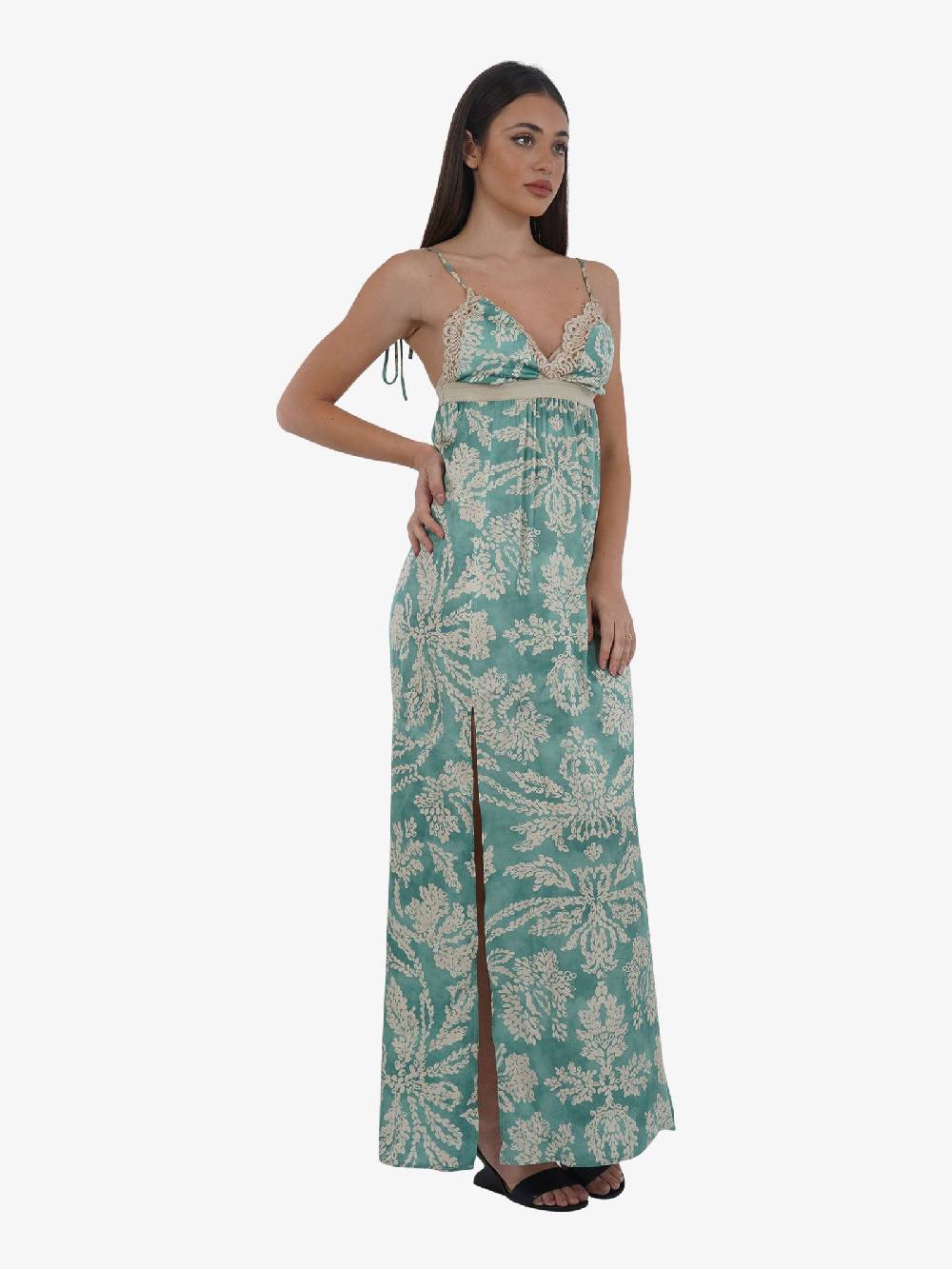 MERCI Abito Lungo ABM02F Donna Con Stampa Floreale Verde