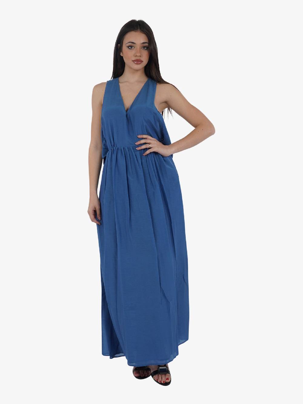 SEMICOUTURE Abito lungo Annabella S4SI14 donna cotone blu