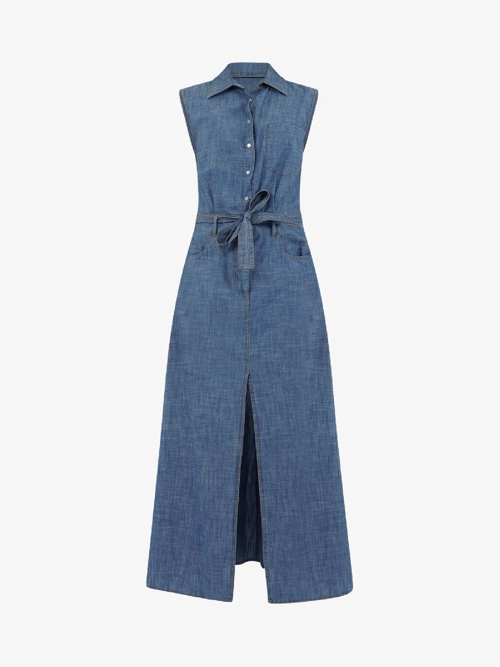 SEMICOUTURE Abito Lungo Con Cintura In Chambray S4SY16 Donna Cotone Denim