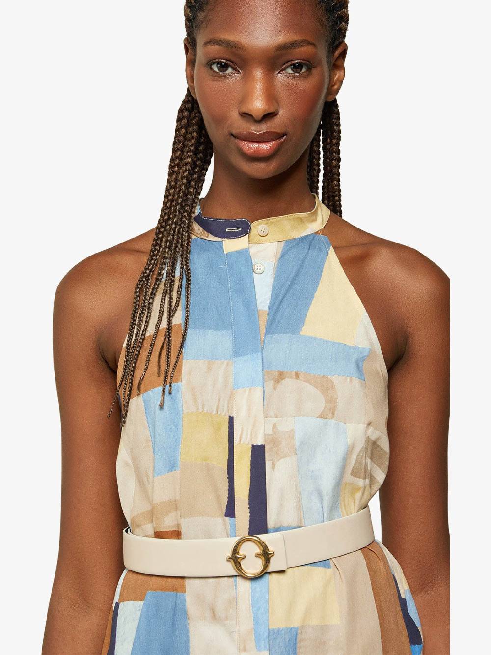 OTTOD'AME Abito Lungo Con Spacco MCO_DA5088 Donna Cotone Multicolor