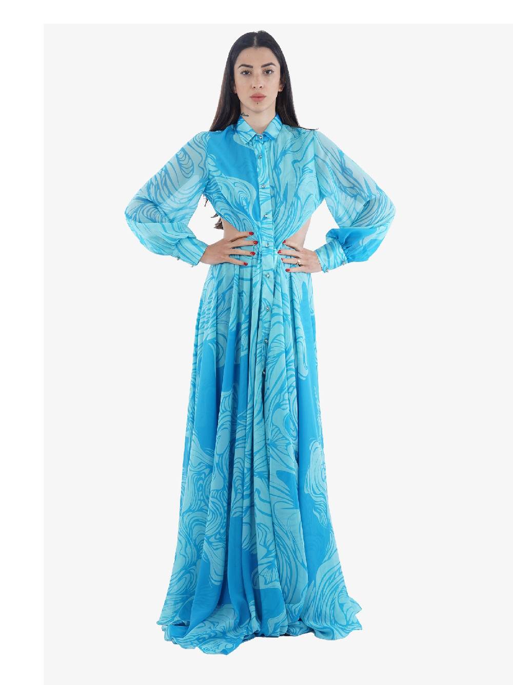 MONIQUE GARCONNE Abito Lungo Donna Azzurro Fantasia Acqua