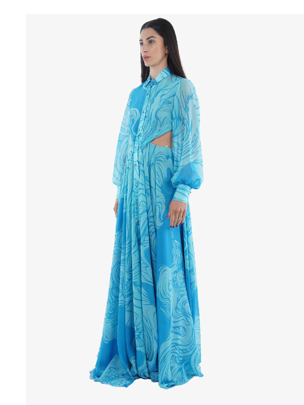 MONIQUE GARCONNE Abito Lungo Donna Azzurro Fantasia Acqua