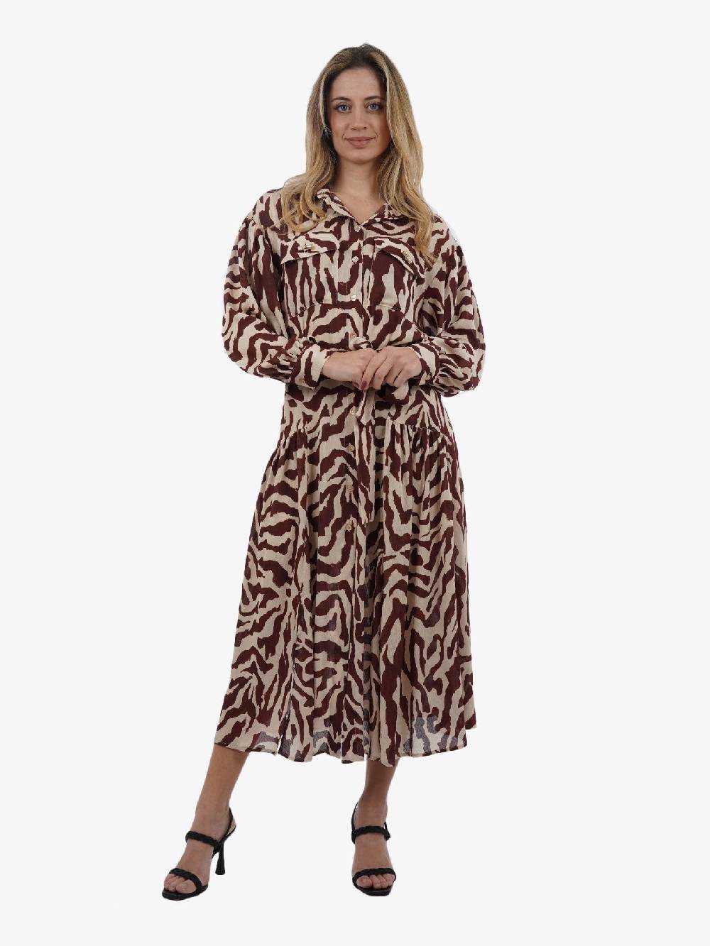 SPACE SIMONA CORSELLINI Abito Lungo In Froissè Donna Stampa Zebrata