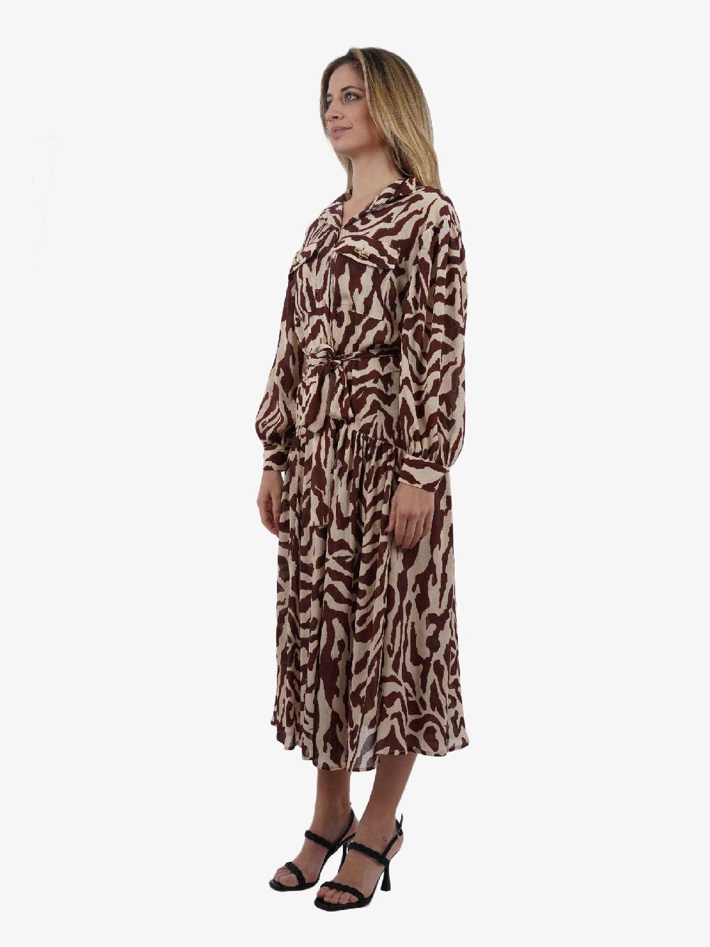 SPACE SIMONA CORSELLINI Abito Lungo In Froissè Donna Stampa Zebrata