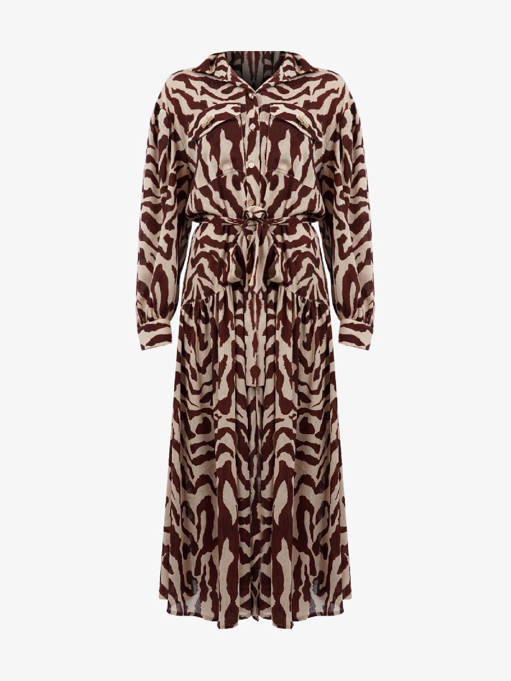 SPACE SIMONA CORSELLINI Abito lungo in froissè donna stampa zebrata