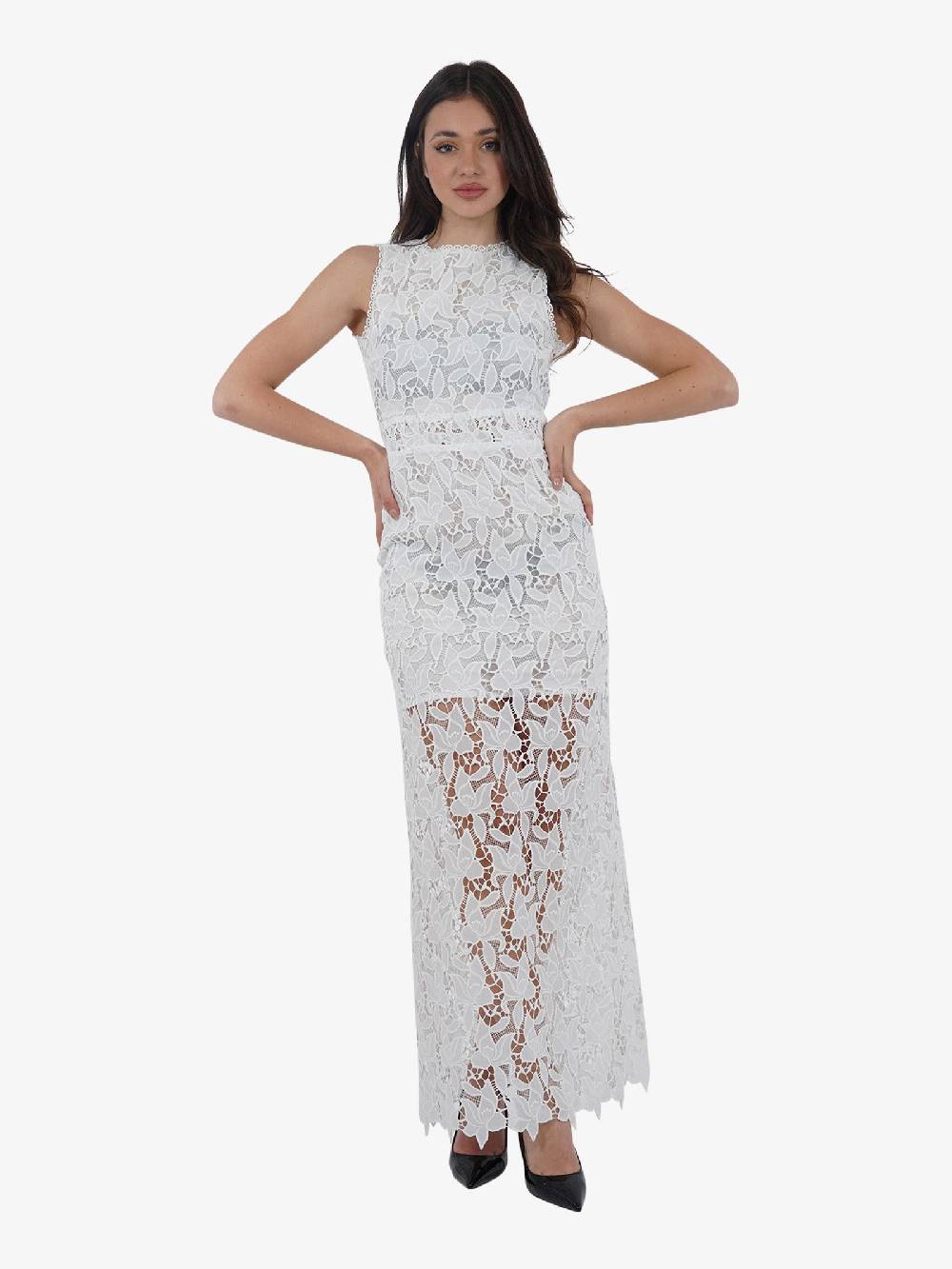 NORA BARTH Abito lungo in pizzo 24024-146 donna cotone bianco