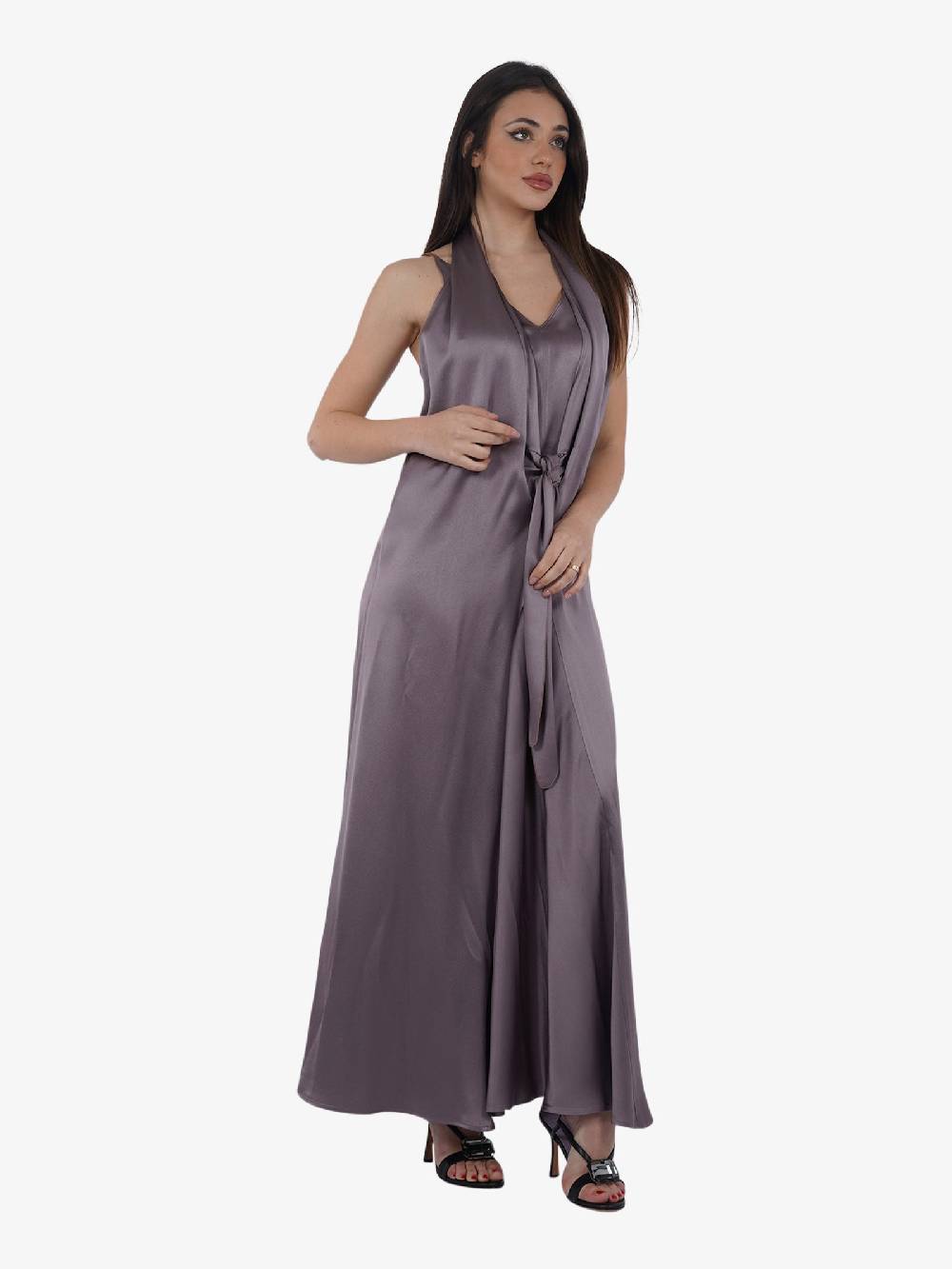 ALYSI Abito Lungo Liquid Con Nodo 104357P4211 Donna Lilla