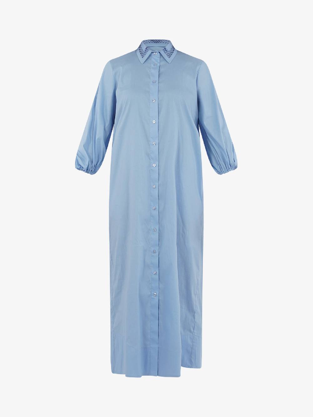 JIJIL Abito Lungo Maxi A Camicia AB061 Donna Cotone Azzurro