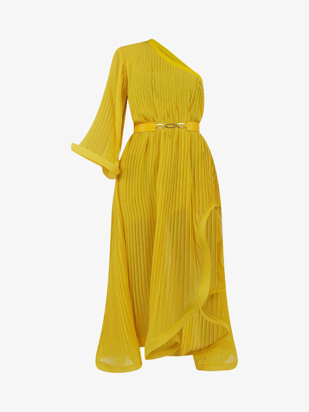 SPACE SIMONA CORSELLINI Abito Lungo Monomanica In Georgette Plissettata P24CPAB087 Donna Viscosa Giallo