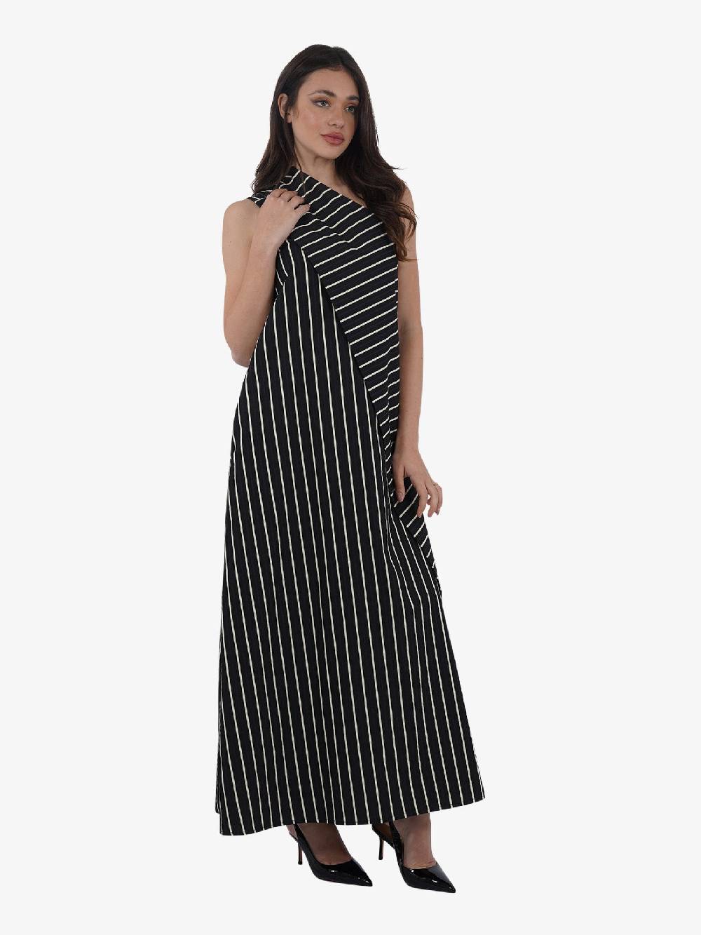 NORA BARTH Abito Lungo Monospalla 24016-127 Donna Viscosa Nero