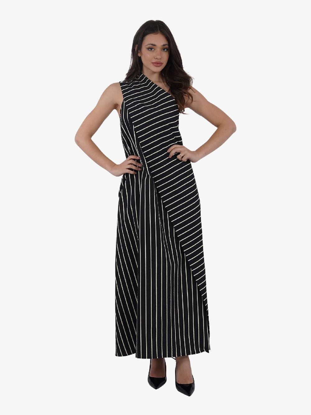 NORA BARTH Abito lungo monospalla 24016-127 donna viscosa nero