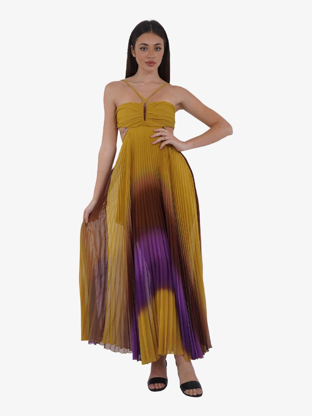 SPACE SIMONA CORSELLINI Abito Lungo Svasato Donna Con Stampa Sfumata