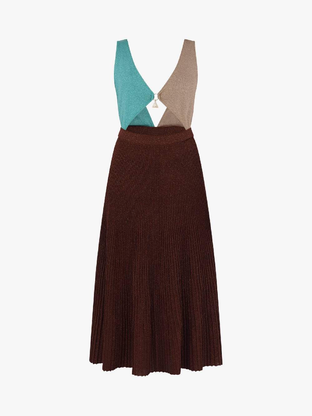 AKEP Abito Midi Block Color In Lurex VSKD05017 Donna Viscosa Marrone