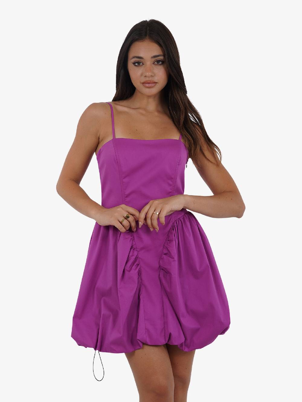 JIJIL Abito midi con arricciatura AB117 donna cotone fucsia