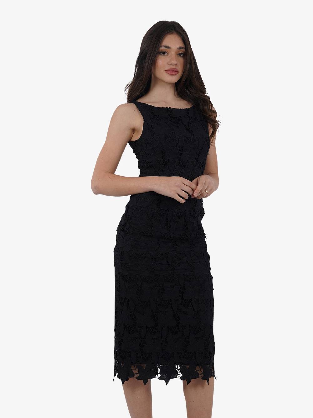 NORA BARTH Abito Midi In Pizzo 24041-146 Donna Cotone Nero