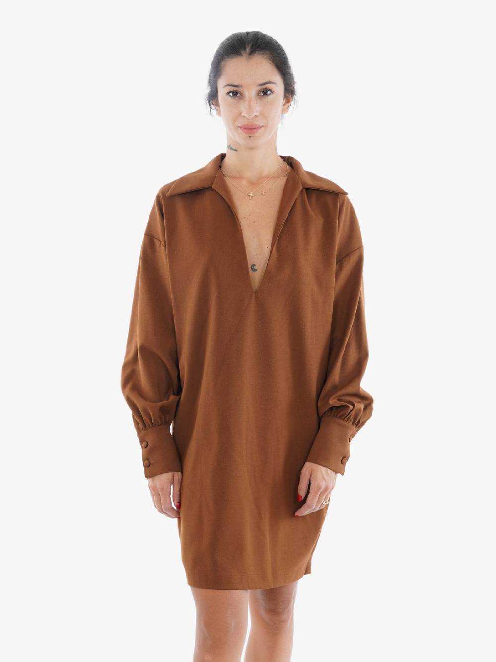 MARIUCCIA Abito Midi Scollo Profondo A V Donna Bruciato