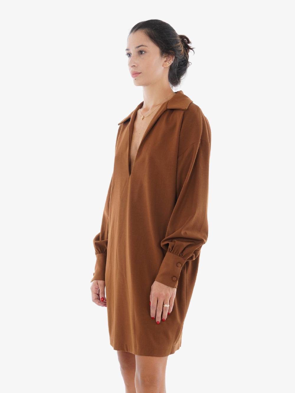 MARIUCCIA Abito Midi Scollo Profondo A V Donna Bruciato