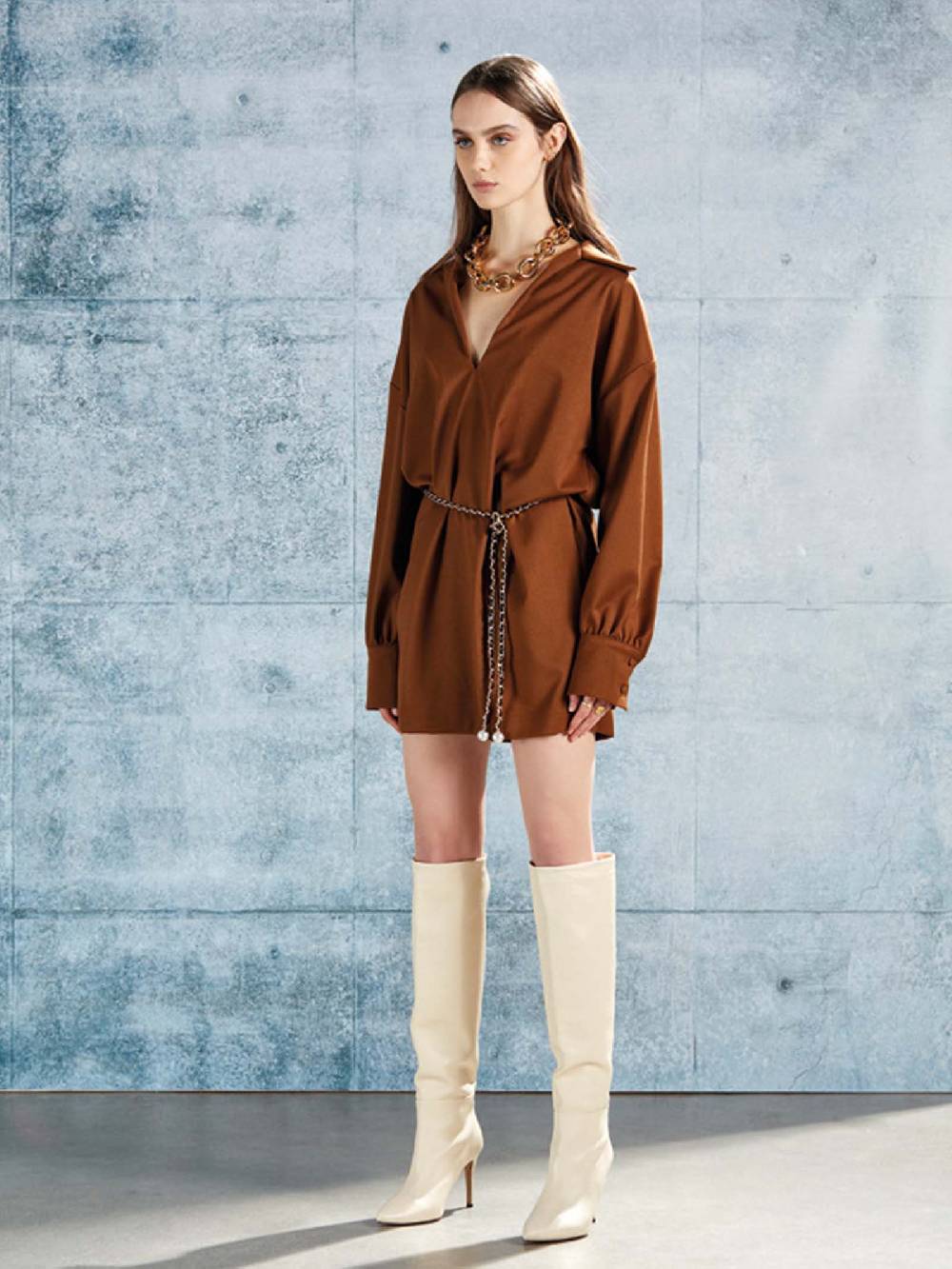 MARIUCCIA Abito Midi Scollo Profondo A V Donna Bruciato