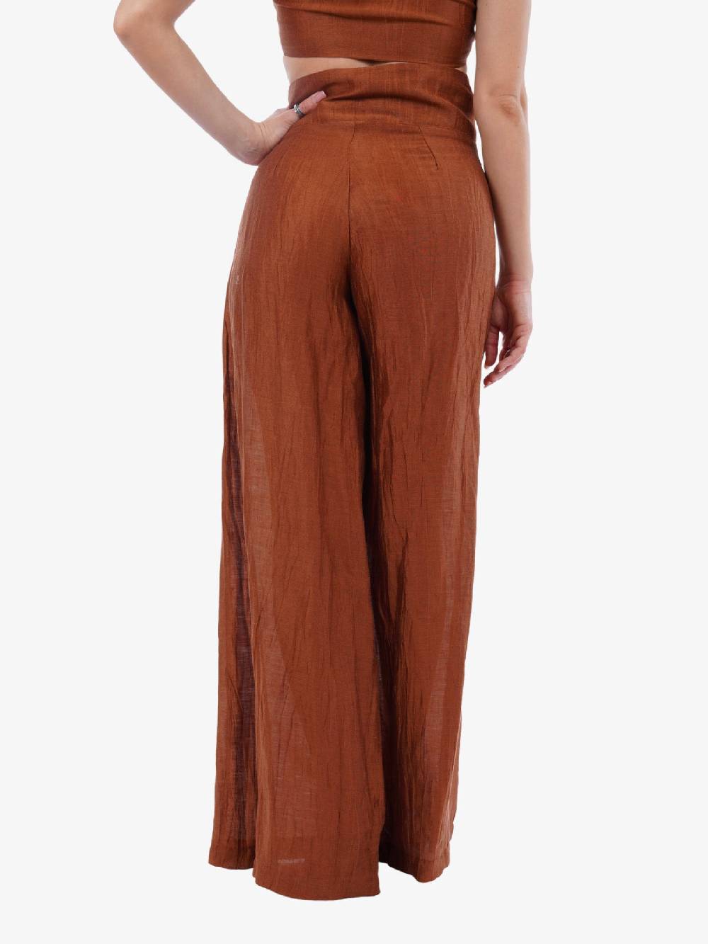 AKEP Pantalone In Lino Donna Marrone