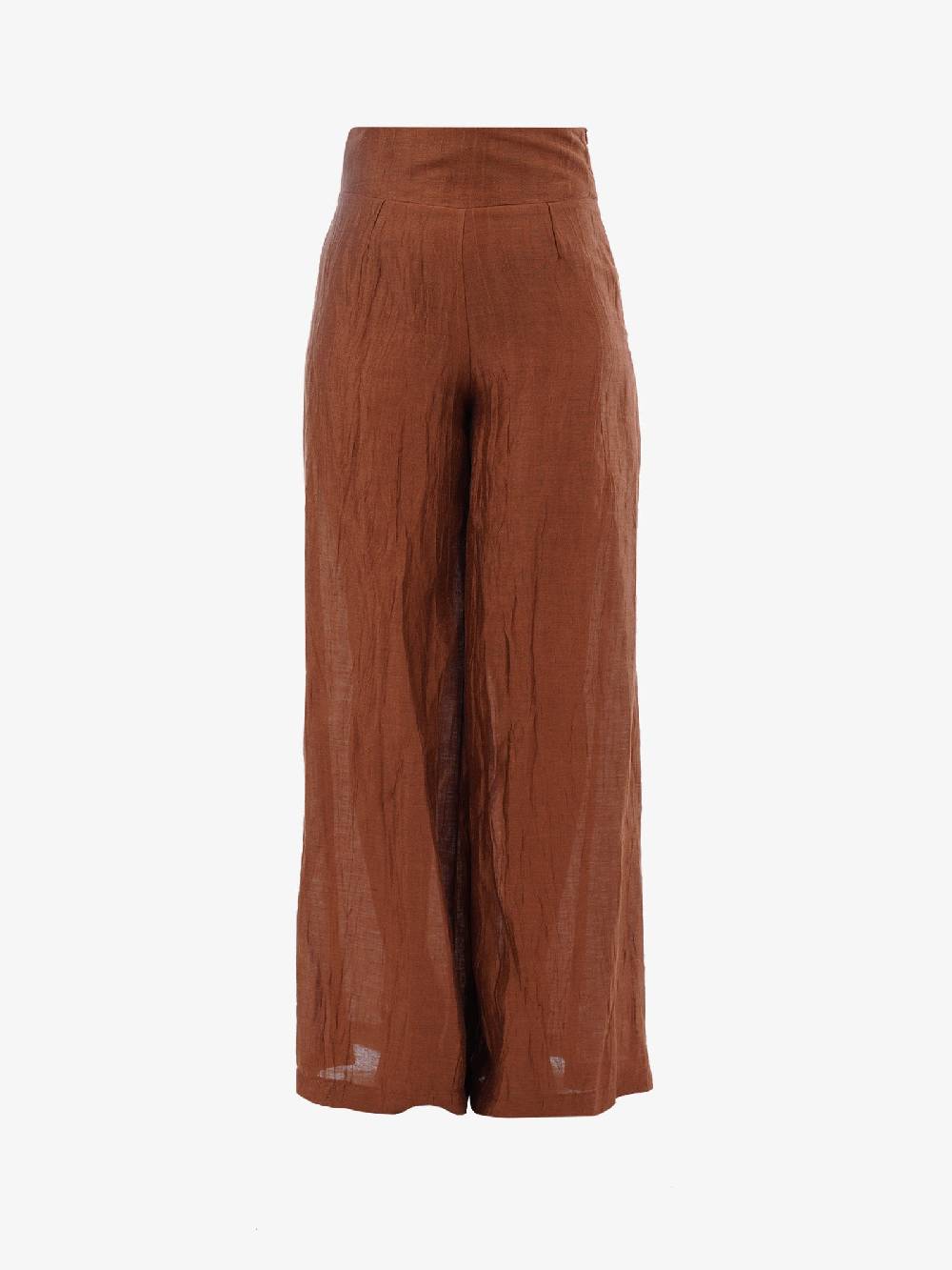 AKEP Pantalone In Lino Donna Marrone