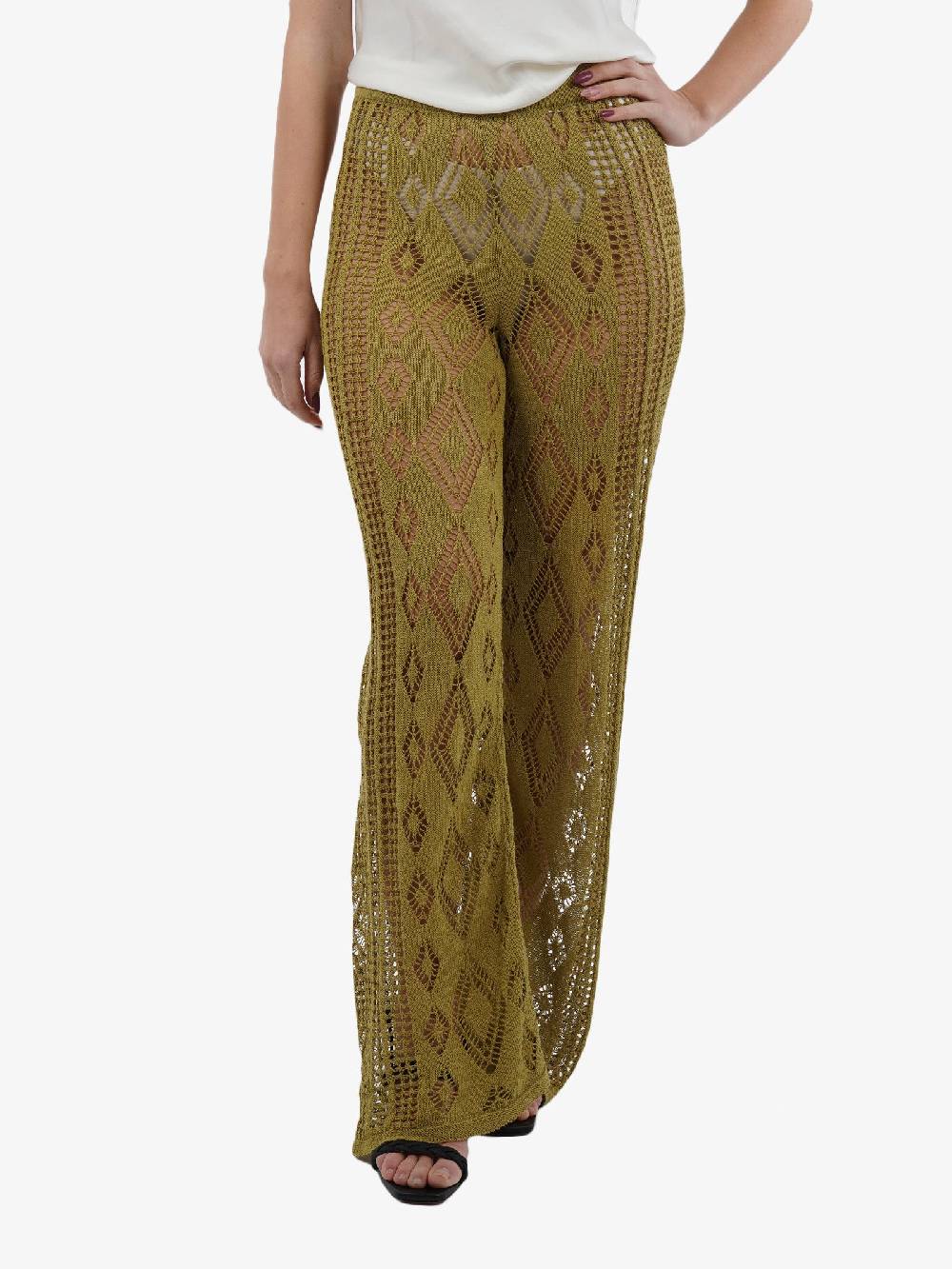 AKEP Pantaloni In Lino Donna Verde