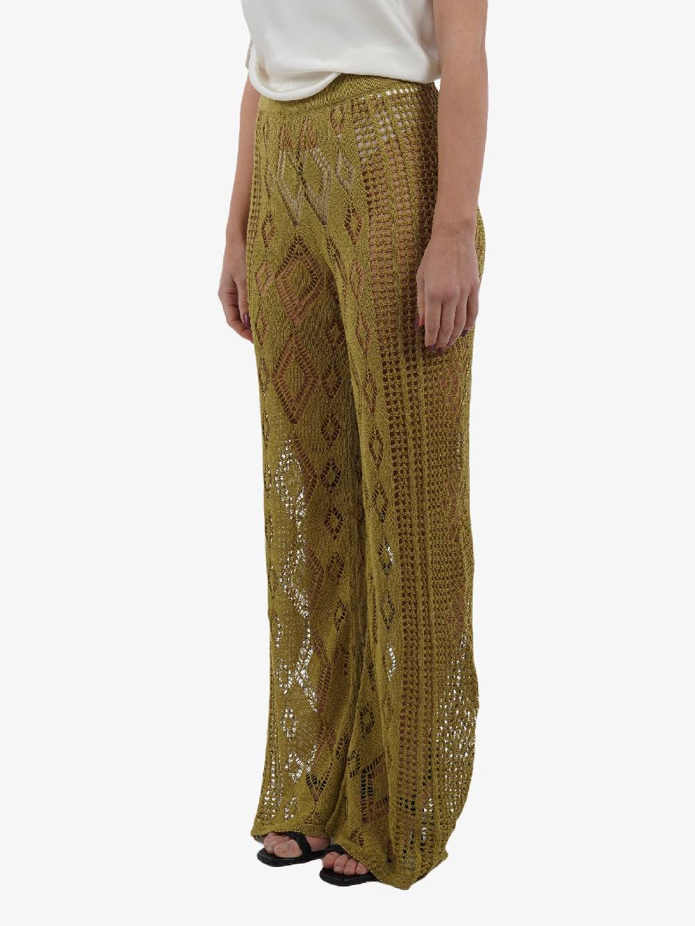 AKEP Pantaloni In Lino Donna Verde