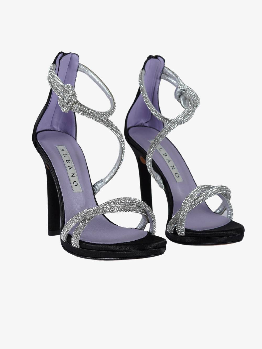 ALBANO Sandali 3244 Raso Nero Donna Con Strass