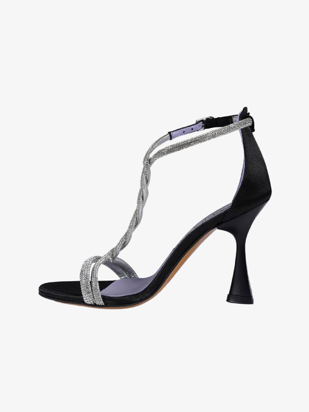 ALBANO Sandali 3333 Raso Nero Donna Con Strass