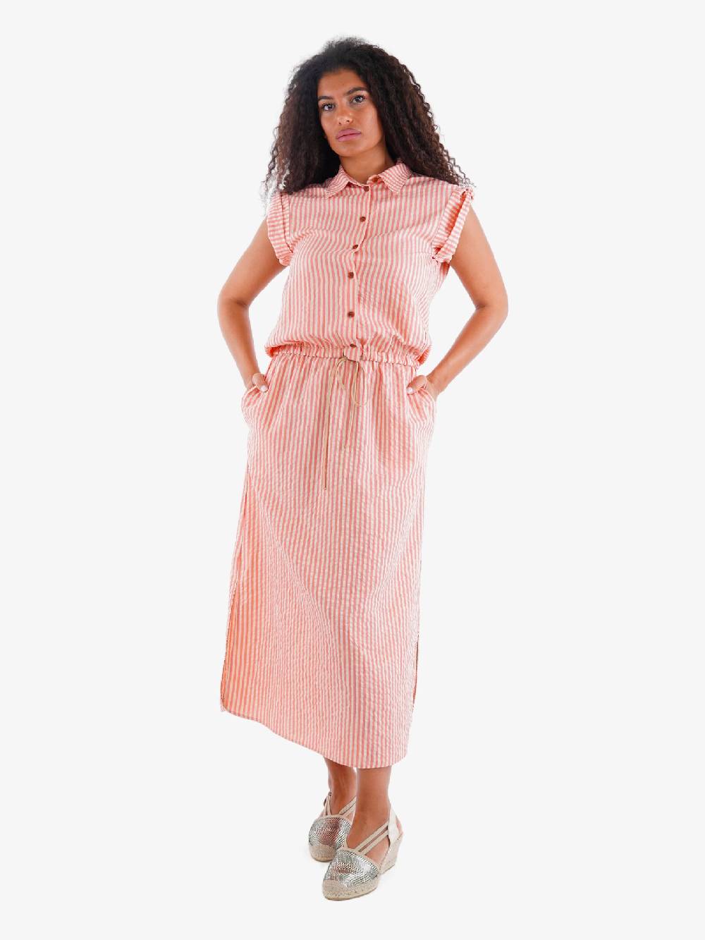 ALYSI Abito Camicia Peonia Donna In Cotone Rosa