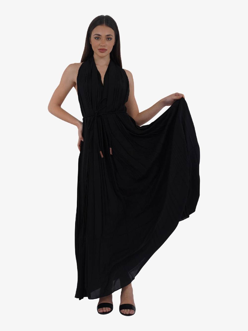 ALYSI Abito Lungo In Plissè Donna Nero