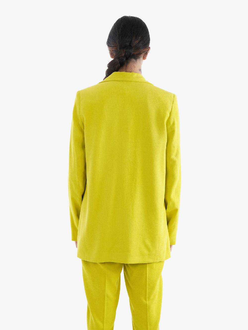 ALYSI Giacca Blazer Donna Limone Effetto Ciniglia