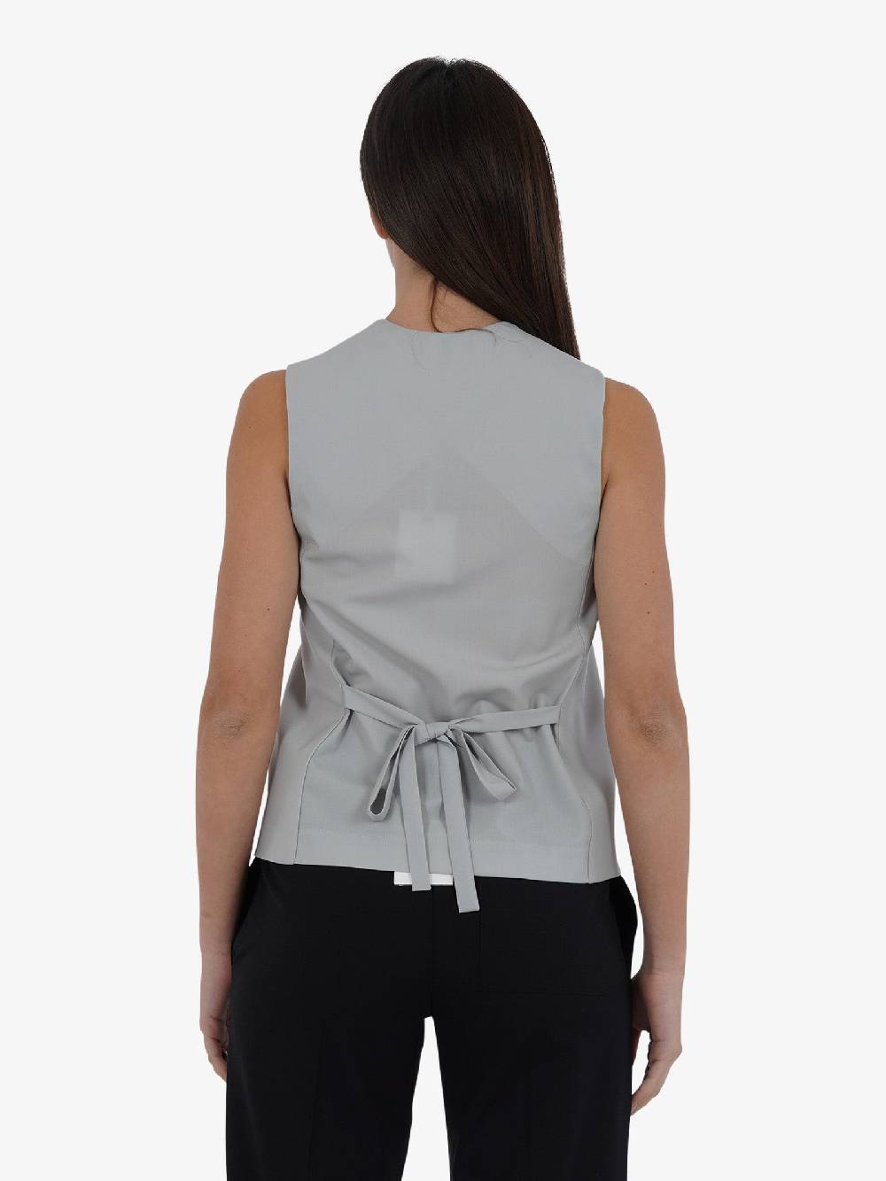 ALYSI Gilet Sartoriale Donna In Tela Di Lana Perla