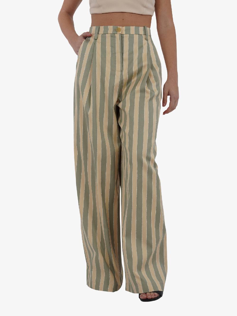 ALYSI Pantalone Sartoriale Donna Maxi Riga Salvia